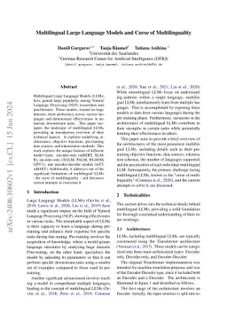 Multilingual Large Language Models and Curse of Multilinguality