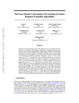 Fast Last-Iterate Convergence of Learning in Games Requires Forgetful Algorithms