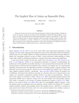 The Implicit Bias of Adam on Separable Data