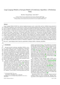 Large Language Models as Surrogate Models in Evolutionary Algorithms: A
  Preliminary Study