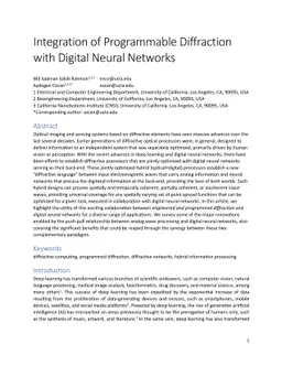 Integration of Programmable Diffraction with Digital Neural Networks