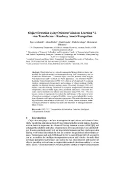 Object Detection using Oriented Window Learning Vi-sion Transformer:
  Roadway Assets Recognition