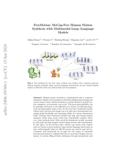 FreeMotion: MoCap-Free Human Motion Synthesis with Multimodal Large
  Language Models
