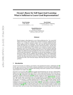 Occam's Razor for Self Supervised Learning: What is Sufficient to Learn
  Good Representations?