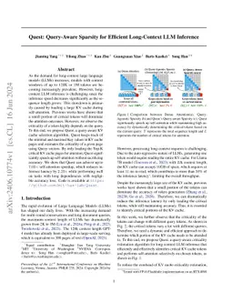 Quest: Query-Aware Sparsity for Efficient Long-Context LLM Inference