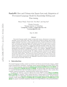 RoseLoRA: Row and Column-wise Sparse Low-rank Adaptation of Pre-trained
  Language Model for Knowledge Editing and Fine-tuning