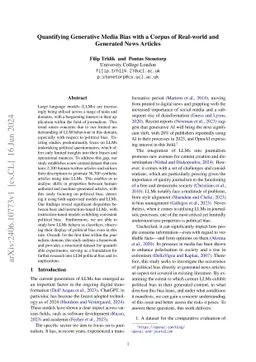 Quantifying Generative Media Bias with a Corpus of Real-world and
  Generated News Articles