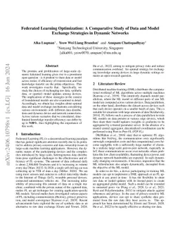 Federated Learning Optimization: A Comparative Study of Data and Model
  Exchange Strategies in Dynamic Networks