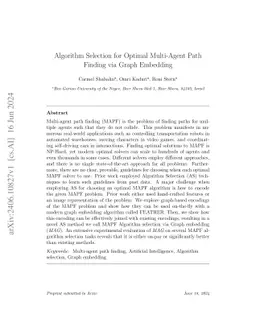 Algorithm Selection for Optimal Multi-Agent Path Finding via Graph
  Embedding
