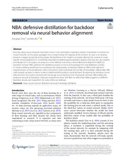 NBA: defensive distillation for backdoor removal via neural behavior
  alignment