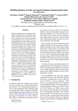 Distilling Opinions at Scale: Incremental Opinion Summarization using
  XL-OPSUMM