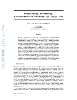 Understanding Understanding: A Pragmatic Framework Motivated by Large
  Language Models