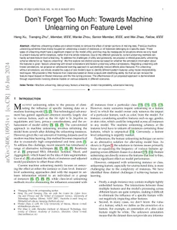 Don't Forget Too Much: Towards Machine Unlearning on Feature Level