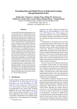 Promoting Data and Model Privacy in Federated Learning through Quantized
  LoRA