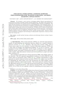 Two-level overlapping additive Schwarz preconditioner for training scientific machine learning applications