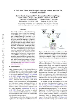 A Peek into Token Bias: Large Language Models Are Not Yet Genuine
  Reasoners