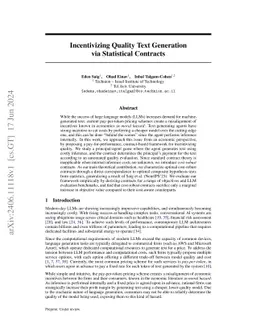 Incentivizing Quality Text Generation via Statistical Contracts