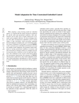 Model Adaptation for Time Constrained Embodied Control
