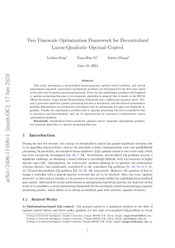Two-Timescale Optimization Framework for Decentralized Linear-Quadratic
  Optimal Control