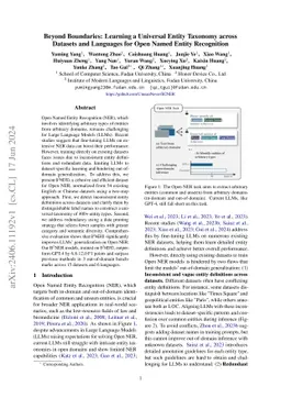 Beyond Boundaries: Learning a Universal Entity Taxonomy across Datasets and Languages for Open Named Entity Recognition