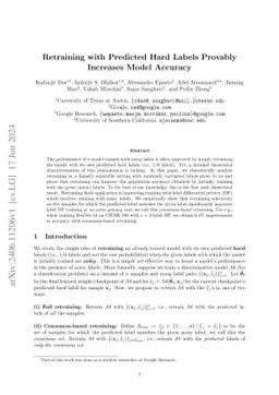 Retraining with Predicted Hard Labels Provably Increases Model Accuracy