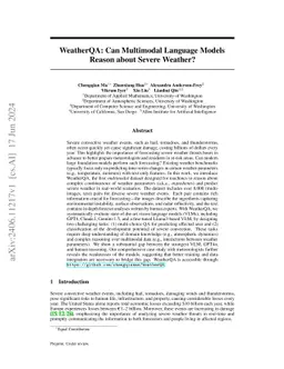 WeatherQA: Can Multimodal Language Models Reason about Severe Weather?