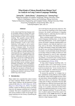 What Kinds of Tokens Benefit from Distant Text? An Analysis on Long
  Context Language Modeling