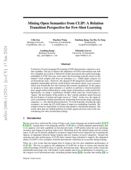 Mining Open Semantics from CLIP: A Relation Transition Perspective for
  Few-Shot Learning