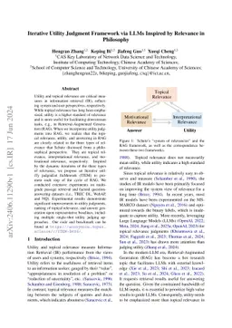 Iterative Utility Judgment Framework via LLMs Inspired by Relevance in Philosophy