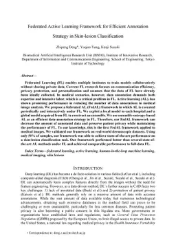 Federated Active Learning Framework for Efficient Annotation Strategy in
  Skin-lesion Classification