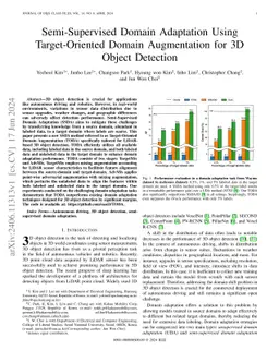 Semi-Supervised Domain Adaptation Using Target-Oriented Domain
  Augmentation for 3D Object Detection