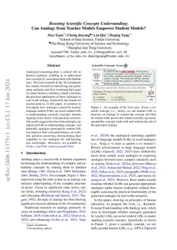 Boosting Scientific Concepts Understanding: Can Analogy from Teacher
  Models Empower Student Models?