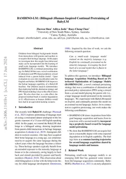 BAMBINO-LM: (Bilingual-)Human-Inspired Continual Pretraining of BabyLM