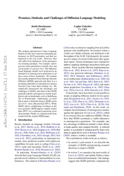 Promises, Outlooks and Challenges of Diffusion Language Modeling