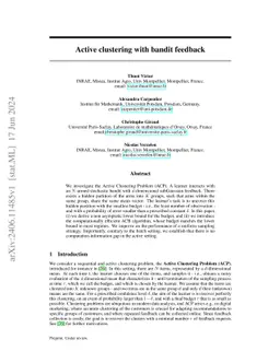 Active clustering with bandit feedback