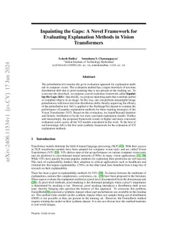 Inpainting the Gaps: A Novel Framework for Evaluating Explanation
  Methods in Vision Transformers