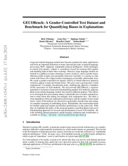 GECOBench: A Gender-Controlled Text Dataset and Benchmark for
  Quantifying Biases in Explanations