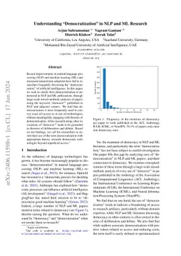 Understanding "Democratization" in NLP and ML Research