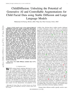 ChildDiffusion: Unlocking the Potential of Generative AI and
  Controllable Augmentations for Child Facial Data using Stable Diffusion and
  Large Language Models