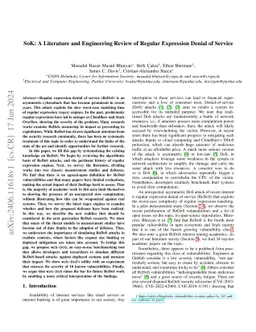 SoK: A Literature and Engineering Review of Regular Expression Denial of Service (ReDoS)
