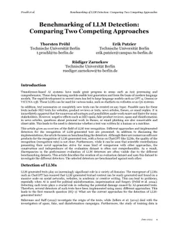 Benchmarking of LLM Detection: Comparing Two Competing Approaches