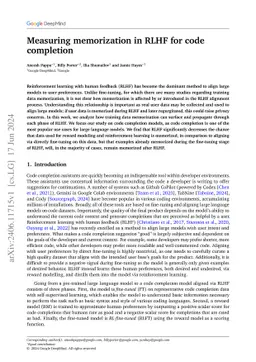 Measuring memorization in RLHF for code completion
