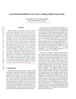 Latent Denoising Diffusion GAN: Faster sampling, Higher image quality