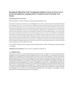 Decoding the Digital Fine Print: Navigating the potholes in Terms of
  service/ use of GenAI tools against the emerging need for Transparent and
  Trustworthy Tech Futures