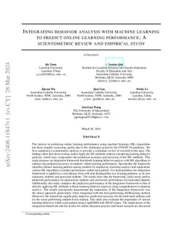 Integrating behavior analysis with machine learning to predict online
  learning performance: A scientometric review and empirical study