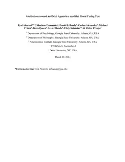 Attributions toward Artificial Agents in a modified Moral Turing Test