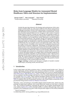 Risks from Language Models for Automated Mental Healthcare: Ethics and
  Structure for Implementation