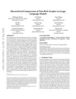 Hierarchical Compression of Text-Rich Graphs via Large Language Models