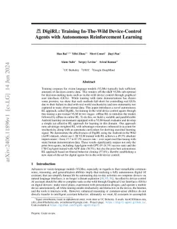 DigiRL: Training In-The-Wild Device-Control Agents with Autonomous
  Reinforcement Learning