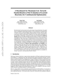 A Benchmark for Maximum Cut: Towards Standardization of the Evaluation
  of Learned Heuristics for Combinatorial Optimization
